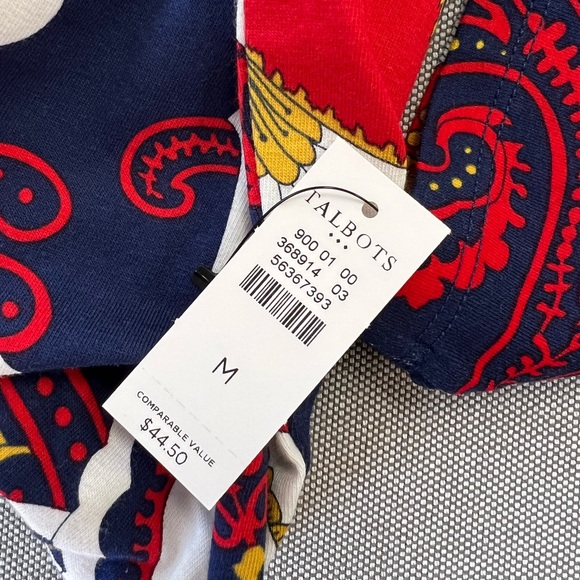 TALBOTS Cotton Long Sleeve Tee/ India Ink Multi - Picture 2 of 4